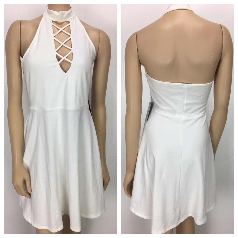 Express White Halter Style Dress Size Medium